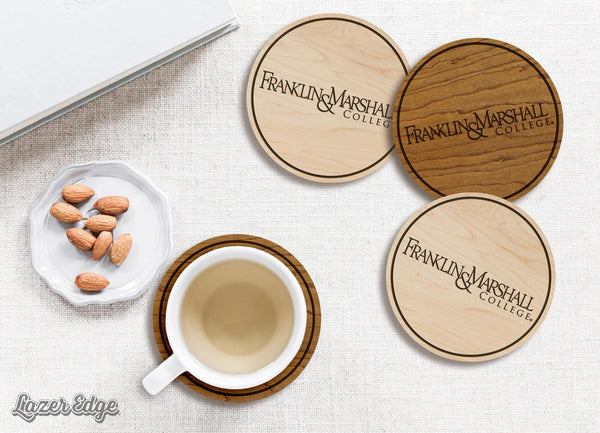 Franklin & Marshall Logo Coaster – Crafted from Cherry or Maple Wood – Franklin and Marshall College