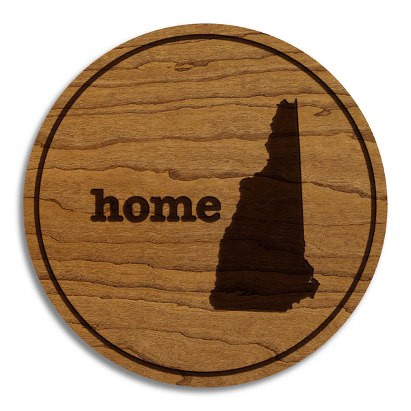 New Hampshire Home State Map Coaster - Crafted from Cherry or Maple Wood