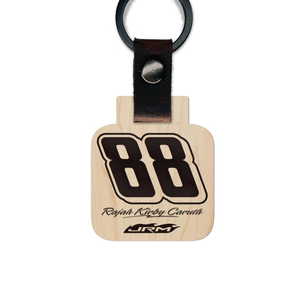 Rajah Kirby Caruth #88 Wooden Keychain  | Crafted from Cherry and Maple Wood | Made in USA | Officially Licensed by JR Motorsports