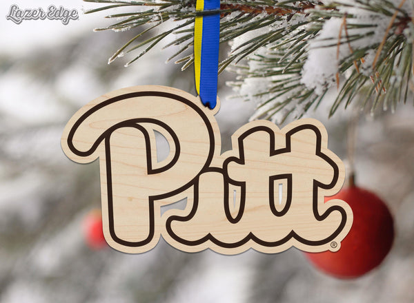 University of Pittsburgh Pitt Ornament – Crafted from Cherry and Maple Wood – Pittsburgh Panthers