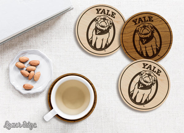 Yale University Bulldog Coaster – Crafted from Cherry or Maple Wood – Yale Bulldogs