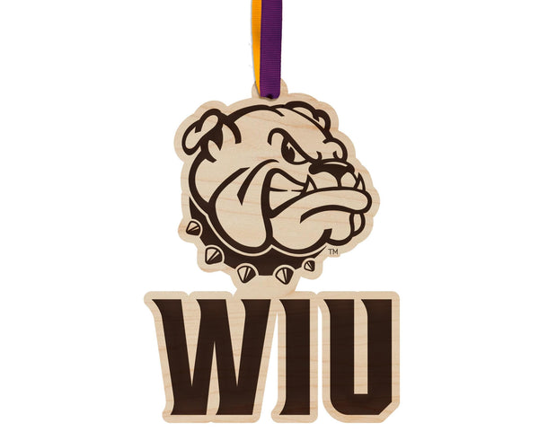 Western Illinois University WIU Stack Ornament – Crafted from Cherry and Maple Wood – Western Illinois Leathernecks