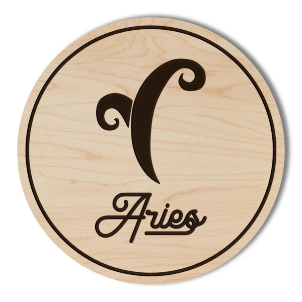 Aries Sign Zodiac Coaster – Crafted from Cherry or Maple Wood