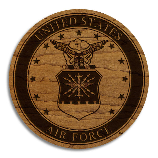 United States Air Force Seal Coaster - Crafted from Cherry or Maple Wood
