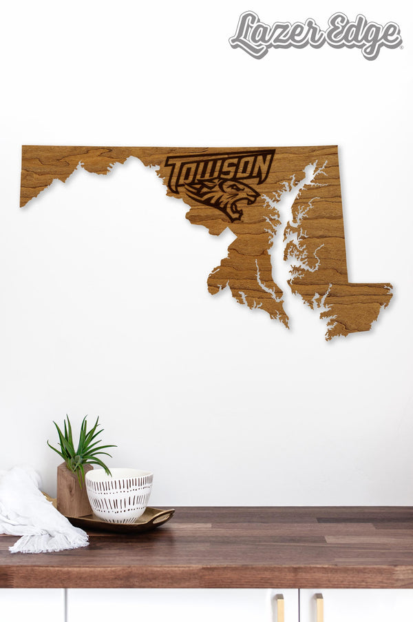 Towson University Tiger on State Wall Hanging – Crafted from Cherry and  Maple Wood - Towson Tigers