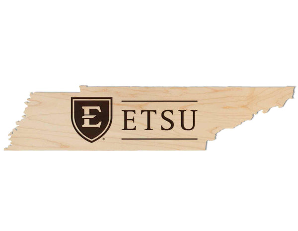 East Tennessee State University ETSU with Shield Logo Wall Hanging - Crafted from Cherry or Maple Wood - ETSU Buccaneers