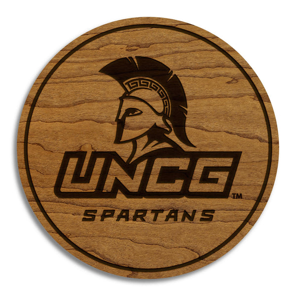 University of North Carolina Greensboro Spartans Coaster - Crafted from Cherry or Maple Wood - UNCG Spartans