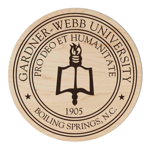Gardner Webb University Seal Wall Hanging - Crafted from Cherry or Maple Wood - Gardner Webb Bulldogs