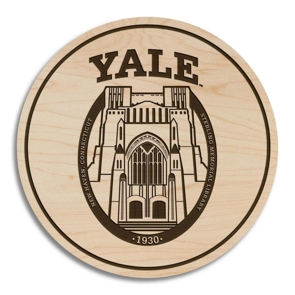 Yale University Sterling Memorial Library Coaster – Crafted from Cherry or Maple Wood – Yale Bulldogs
