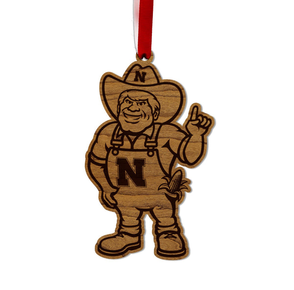 University of Nebraska Herbie Husker Ornament - Crafted from Cherry or Maple Wood - Nebraska Huskers