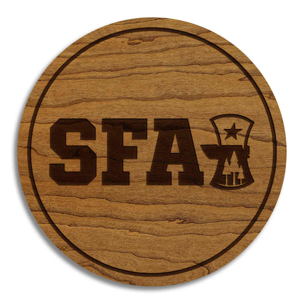 Stephen F. Austin Wordmark Coaster – Crafted from Cherry or Maple Wood – SFA Lumberjacks