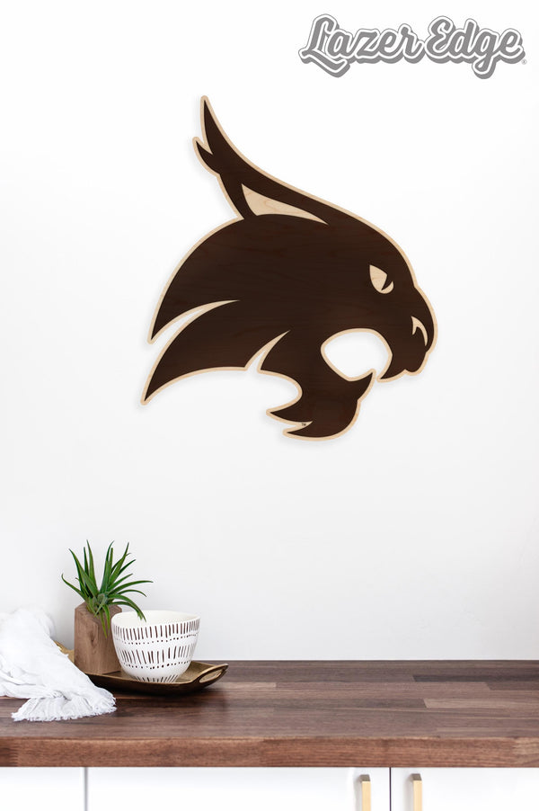 Texas State University Bobcat Cutout Wall Hanging – Crafted from Cherry and  Maple Wood - Texas State Bobcats