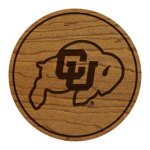University of Colorado Boulder Buffaloes Coaster – Crafted from Cherry or Maple Wood – Colorado Buffaloes