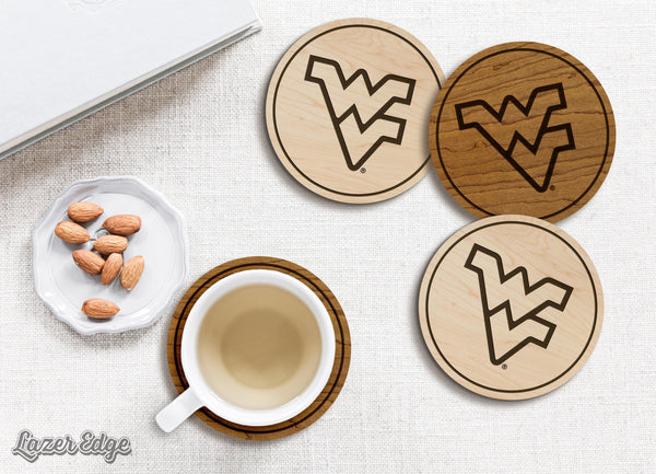 West Virginia Flying WV Coaster – Crafted from Cherry or Maple Wood – West Virginia Mountaineers