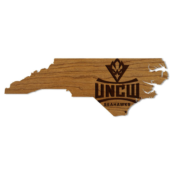 University of North Carolina at Wilmington Logo on State Wall Hanging – Crafted from Cherry and  Maple Wood - UNCW Seahawks