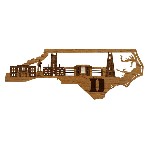 Duke University Skyline Wall Hanging - Crafted from Cherry and Maple Wood - Duke Blue Devils
