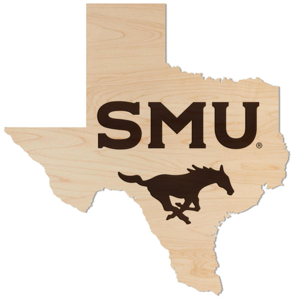 Southern Methodist University Mustangs on State Wall Hanging – Crafted from Cherry and  Maple Wood - SMU Mustangs