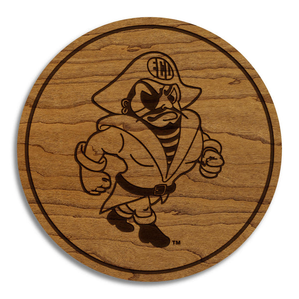 East Carolina University Strutting Pirate Coaster – Crafted from Cherry or Maple Wood – ECU Pirates