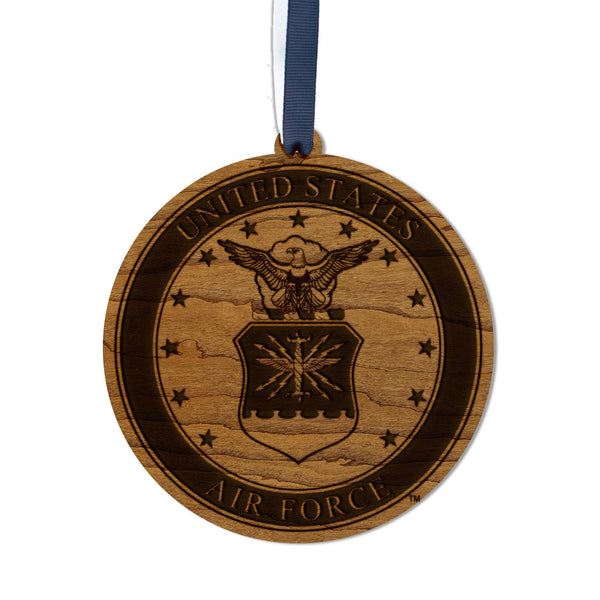 United States Air Force Seal Ornament – Crafted from Cherry or Maple Wood