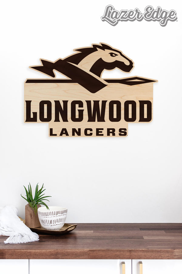 Longwood University Lancers Wall Hanging - Crafted from Cherry and Maple Wood - Longwood Lancers