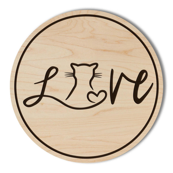 Cat Love Wooden Coaster - Crafted from Cherry or Maple Wood