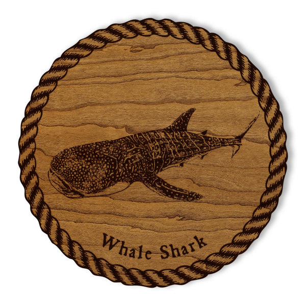 Whale Shark Wooden Coaster - Crafted from Cherry or Maple Wood