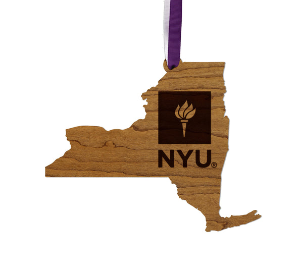New York University Torch Ornament – Crafted from Cherry or Maple Wood – NYU Bobcats
