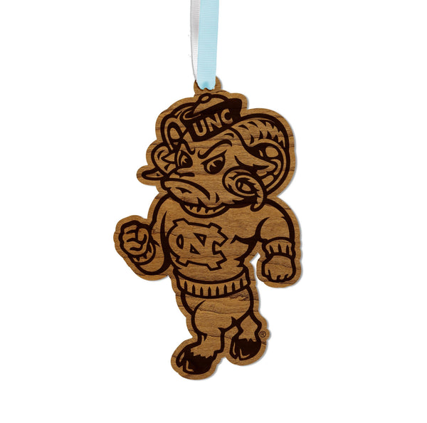 University of North Carolina Chapel Hill Strutting Ramses Ornament – Crafted from Cherry and Maple Wood – UNC Tar Heels