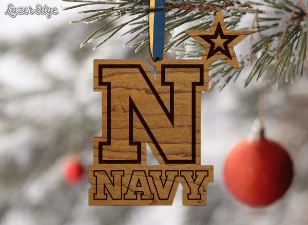 United States Naval Academy Navy Star Ornament – Crafted from Cherry and Maple Wood – Navy Midshipmen