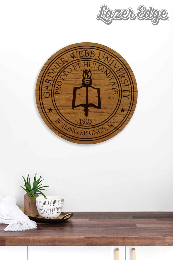 Gardner Webb University Seal Wall Hanging - Crafted from Cherry or Maple Wood - Gardner Webb Bulldogs