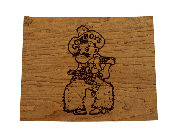 University of Wyoming Cowboys on State Wall Hanging - Crafted from Cherry and Maple Wood - Wyoming Cowboys
