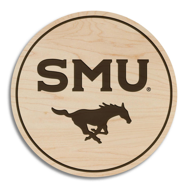 Southern Methodist University Mustangs Coaster – Crafted from Cherry or Maple Wood – SMU Mustangs