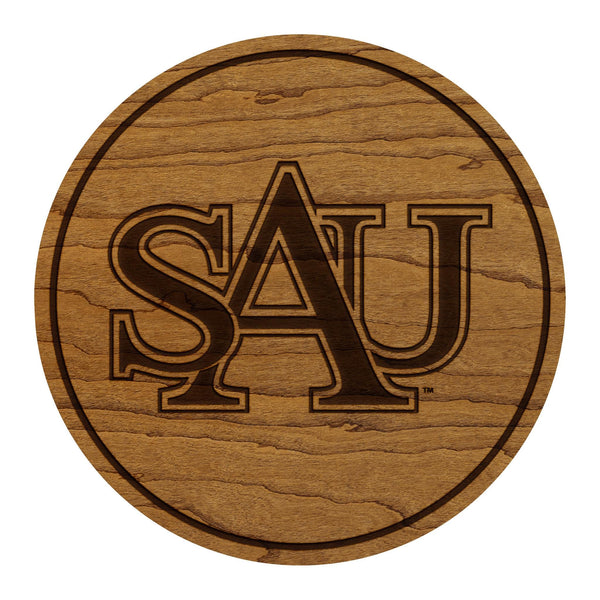 Saint Augustine's University Monogram Coaster - Crafted from Cherry or Maple Wood - Saint Augustine's Falcons