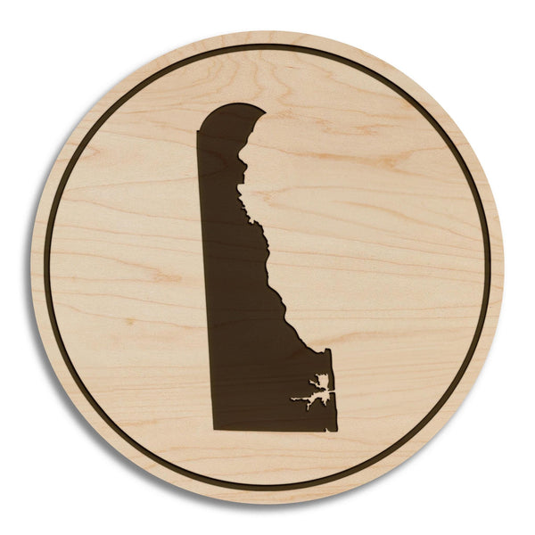 Delaware State Map Coaster - Crafted from Cherry or Maple Wood