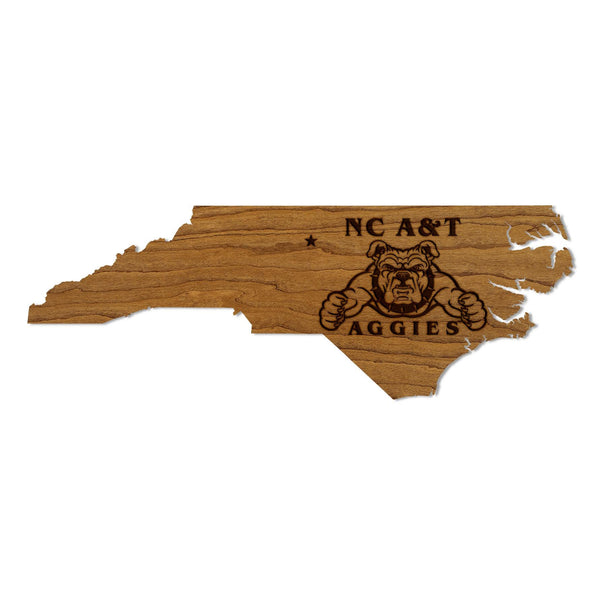 NCAT Aggies on State Wall Hanging - Crafted from Cherry or Maple Wood