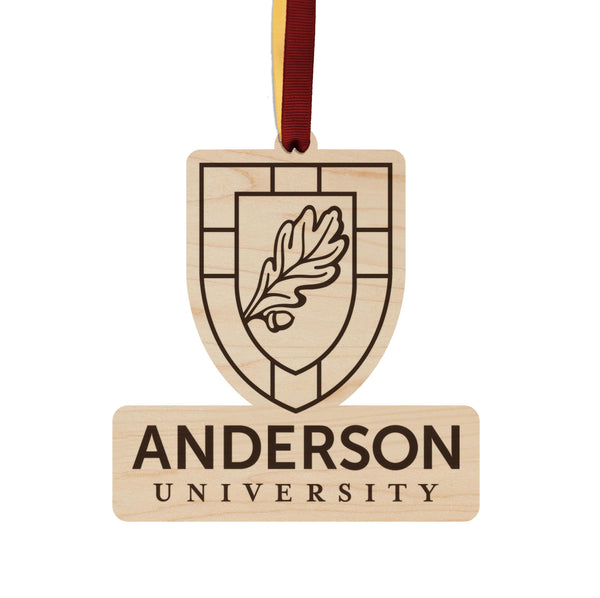 Anderson University Institutional Mark Ornament – Crafted from Cherry and Maple Wood – Anderson Trojans