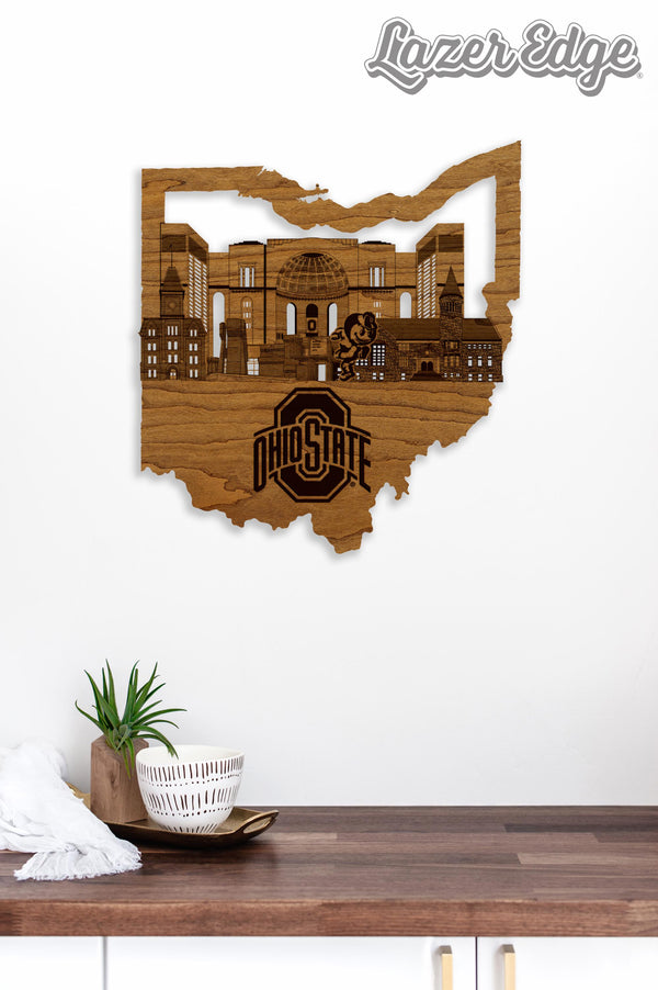 Ohio State University Skyline Wall Hanging - Crafted from Cherry or Maple Wood