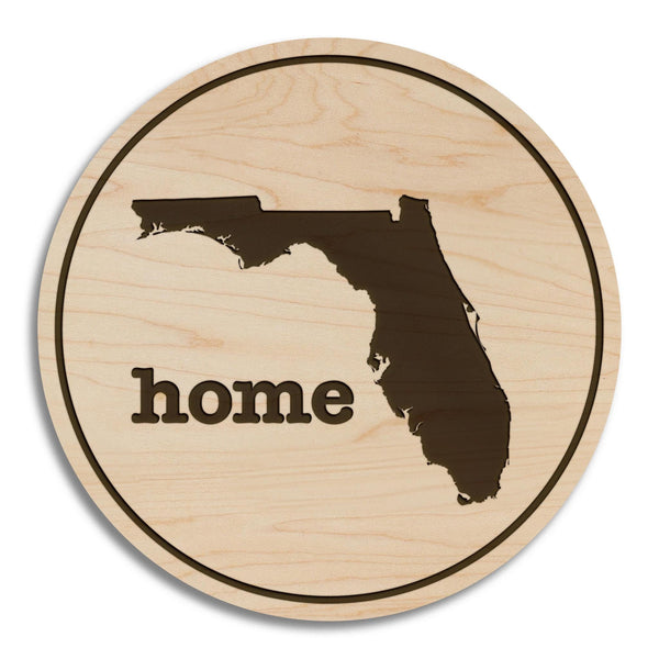 Florida Home State Map Coaster - Crafted from Cherry or Maple Wood