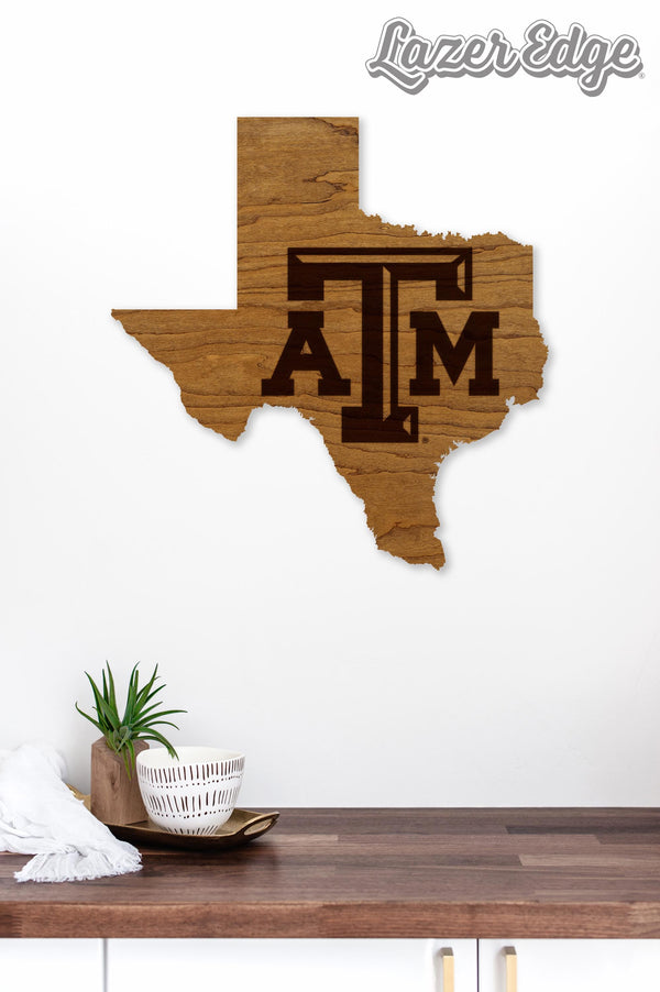 Texas A&M University on State Wall Hanging – Crafted from Cherry and  Maple Wood - TAMU Aggies