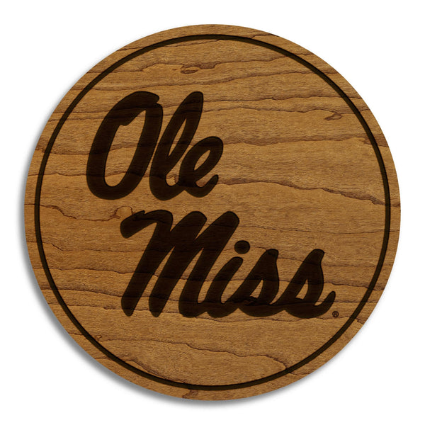 Ole Miss Rebels Coaster – Crafted from Cherry or Maple Wood