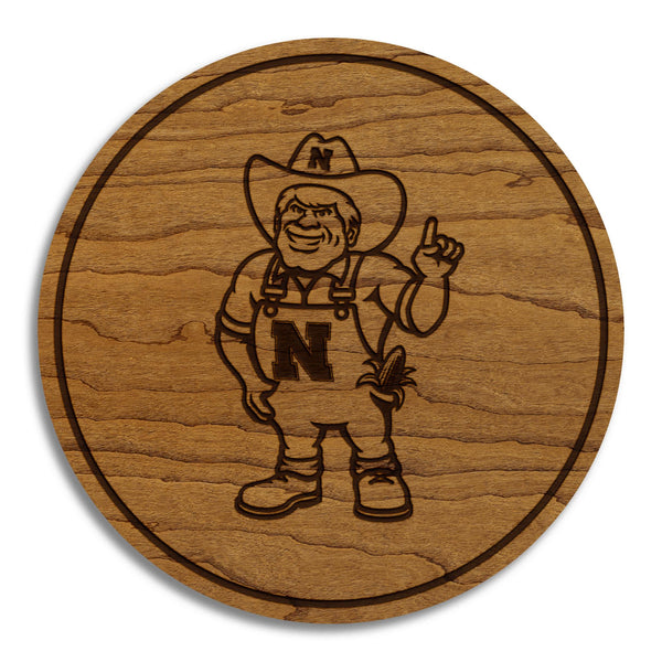 University of Nebraska Husker Joe Coaster - Crafted from Cherry or Maple Wood - Nebraska Huskers