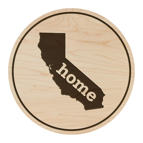 California Home State Map Coaster - Crafted from Cherry or Maple Wood