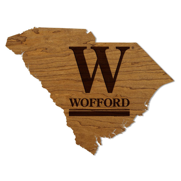 Wofford College W on State Wall Hanging - Crafted from Cherry or Maple Wood - Wofford College