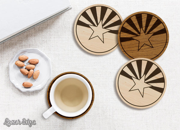 Arizona State Flag Coaster - Crafted from Cherry or Maple Wood
