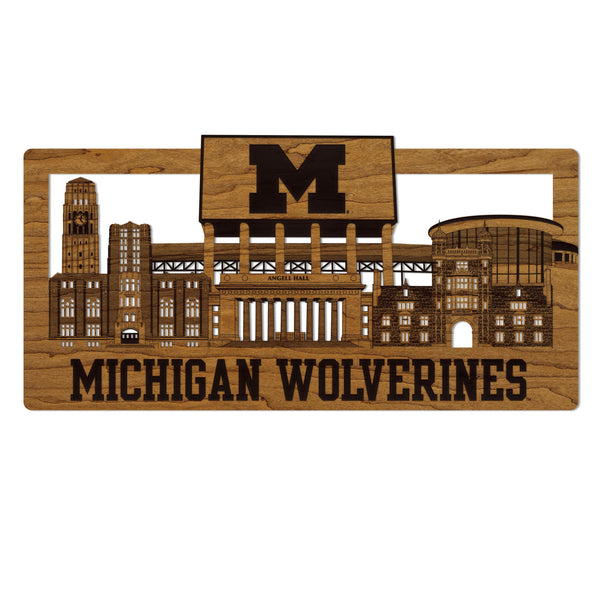 University of Michigan Skyline Wall Hanging - Crafted from Cherry or Maple Wood