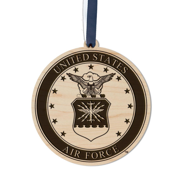 United States Air Force Seal Ornament – Crafted from Cherry or Maple Wood