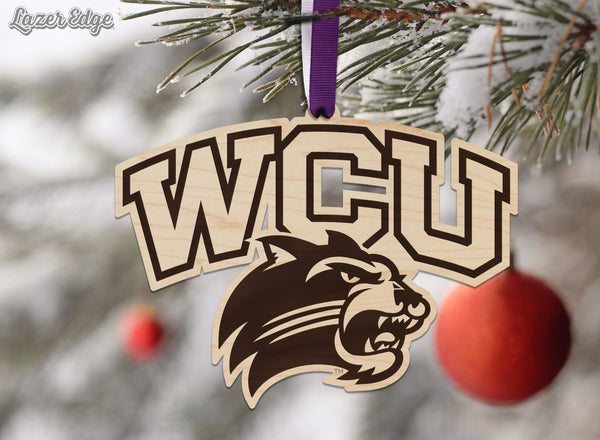 Western Carolina University Catamounts Ornament – Crafted from Cherry and Maple Wood - WCU Catamounts