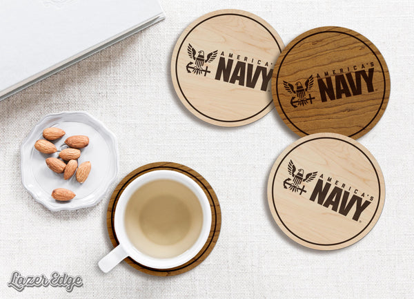 United States Navy America's Navy Coaster - Crafted from Cherry or Maple Wood