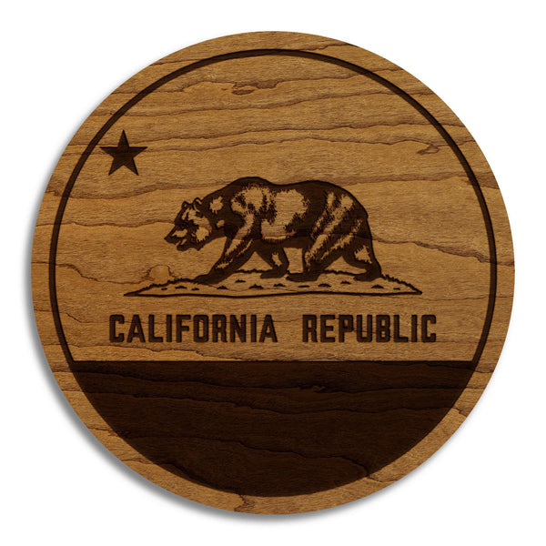 California State Flag Coaster - Crafted from Cherry or Maple Wood