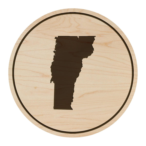 Vermont State Map Coaster - Crafted from Cherry or Maple Wood